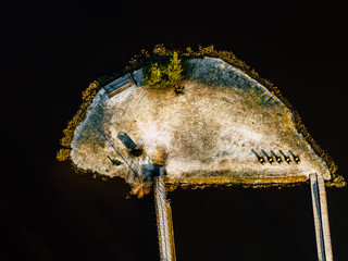 Aerial Photography of a Partly Snowy Island in Winter