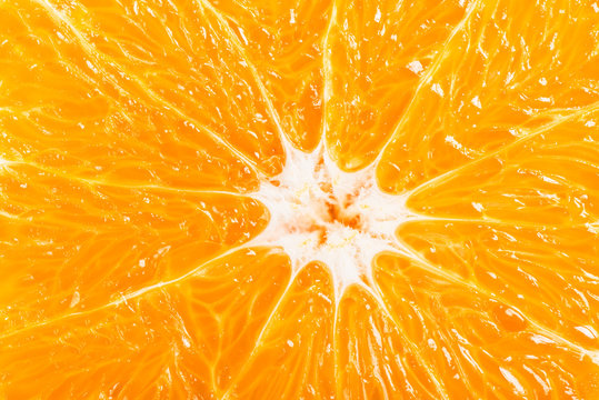  Slice of orange, macro, above view.