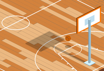 Obraz premium Isometric 3D vector illustration basketball field with a ball