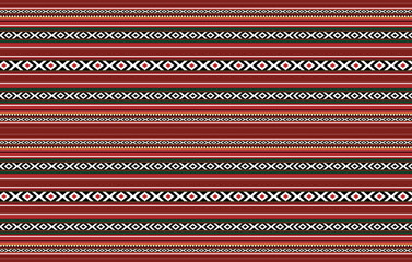 Detailed Horizontal Traditional Handcrafted Red Sadu Rug - obrazy, fototapety, plakaty