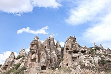 Fototapeta na wymiar Fairy chimneys and badland from Cappadocia Urgup in Nevsehir province