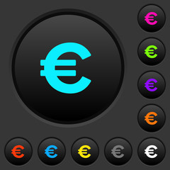 Euro sign dark push buttons with color icons