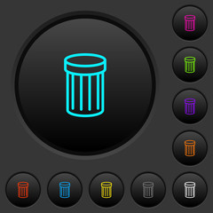 Recycle bin dark push buttons with color icons