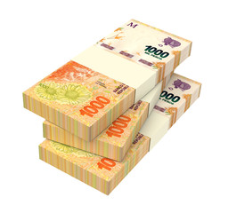 Argentina pesos isolated on white with clipping path. 3D illustration.
