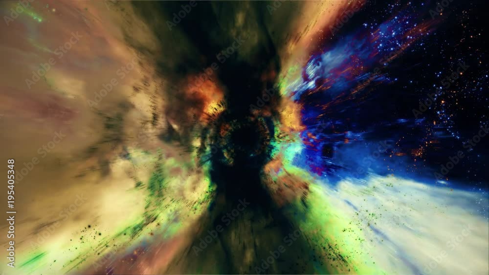 Canvas Prints light, stars and galaxies stream into a black hole in space (loop).