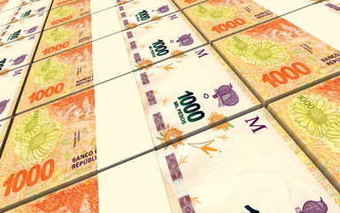 Argentina pesos bills stacks background. 3D illustration
