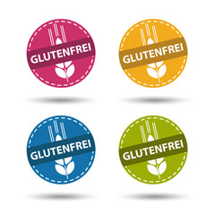 Glutenfrei Buttons - Bunte Vektor Illustration - Freigestellt auf weißem Hintergrund