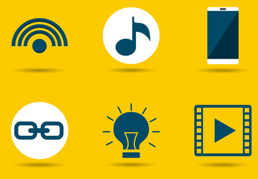 9 Yellow and Gray Web and Mobile Icons