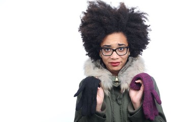 Afro winter woman