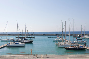 Fototapeta na wymiar Karpaz gate marina and luxury yachs in Yeni Erenkoy, Northern Cyprus