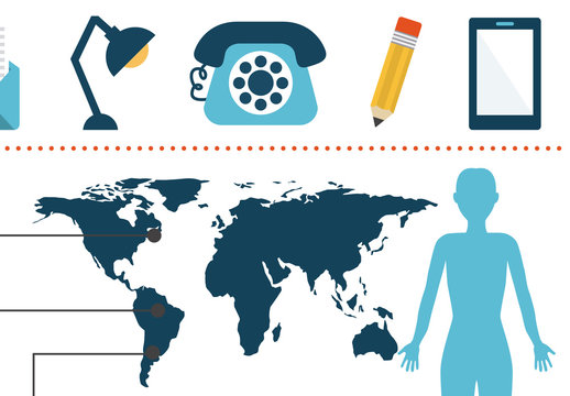 Blue Black Human Data World Map Infographic Layout