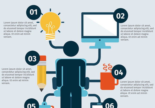 Blue Yellow Orange Office Productivity Workflow Infographic Template