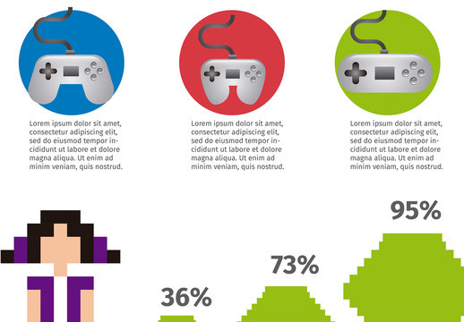 Videogame Data Infographic with 8-Bit Illustrations 1