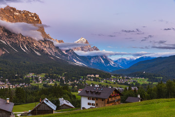 Boite Valley with Monte Antelao, the highest mountain in the eastern Dolomites in northeastern Italy, southeast of the town of Cortina d'Ampezzo, in the region of Cadore, Italy.