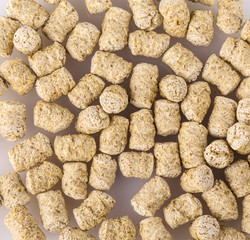 Top view of extruded wheat bran pellets