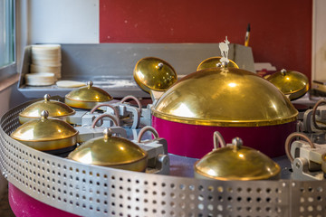 Machinery used to make wafers in Karlovy Vary, are a traditional and very popular snack. Karlovy Vary, Czech Republic