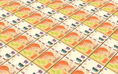 Argentina pesos bills stacks background. 3D illustration