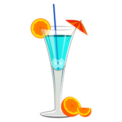 Blue cocktail with orange slices