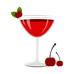 Red cocktail with cherries