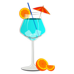 Blue cocktail with orange slices