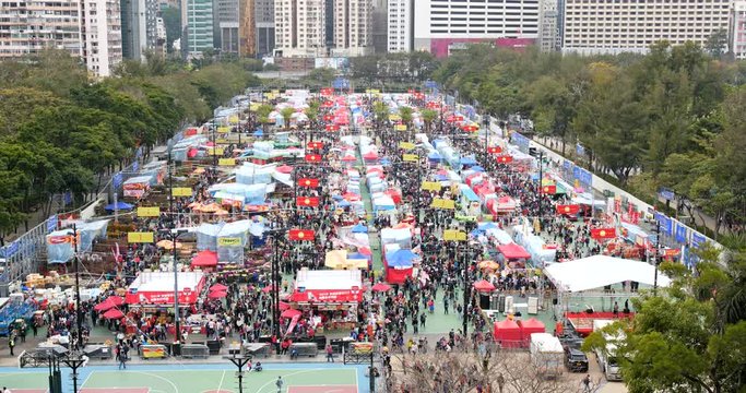 Top view of Lunar new year fair in Hong Kong