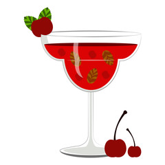 Red cocktail with cherries