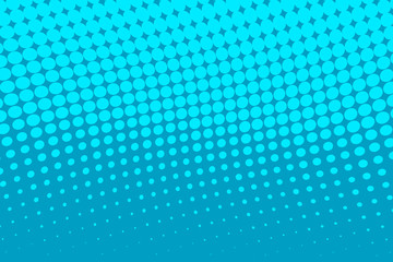 Naklejka premium Bright blue halftone background. Digital gradient. Wavy dotted pattern with circles, dots, point large scale. Vector illustration