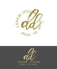 Fototapeta na wymiar D D. Initials Monogram Logo Design. Dry Brush Calligraphy