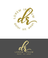 D R. Initials Monogram Logo Design. Dry Brush Calligraphy