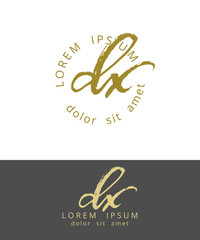 Fototapeta na wymiar D X. Initials Monogram Logo Design. Dry Brush Calligraphy