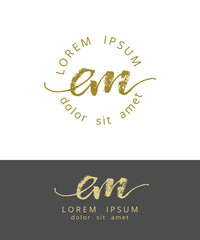 Fototapeta na wymiar E M. Initials Monogram Logo Design. Dry Brush Calligraphy