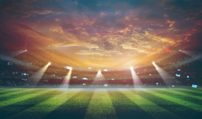 lights at night and stadium 3D rendering. © Kalawin
