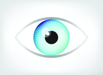 Colorful eye or eyeball vector illustration. Vision logo design concept of full color spectrum. 