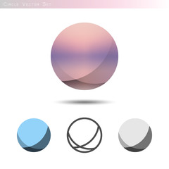 Circle or globe vector collection isolated on white. Geometric globe set with gradient, blue color palette, outline and gray scale.