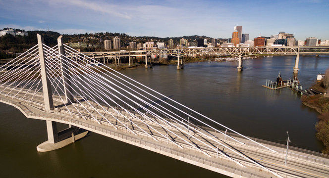 Willamette River Portland Oregon Downtown Bridges Transportation infrastructure