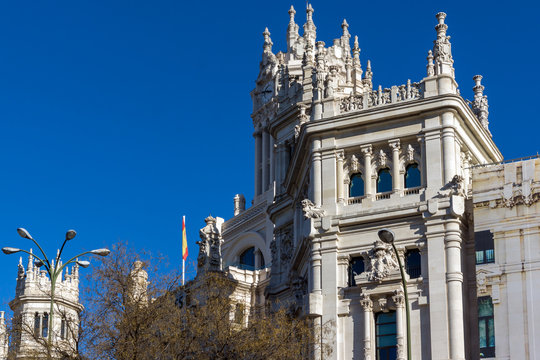 Palace of Cibeles at Cibeles square in City of Madrid, Spain
