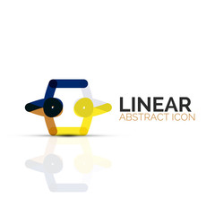 Abstract flower or star minimalistic linear icon, thin line geometric flat symbol for business icon design, abstract button or emblem