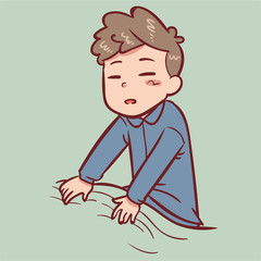 man waking up sleepy