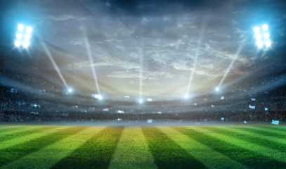 lights at night and stadium 3D rendering.