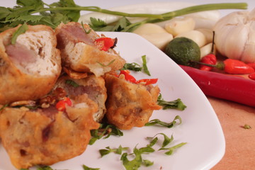 Indonesian traditional food : stuffed soybean cake