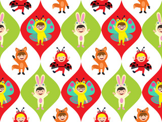 kids in animal costume seamless