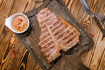 t-bone steak on the bone
