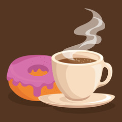 delicious coffee cup and donuts