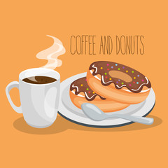 delicious coffee cup and donuts