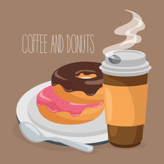 delicious coffee plastic pot and donut