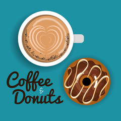 delicious coffee cup and donuts