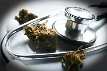 Medical Marijuana With Stethoscope & Bud High Quality 