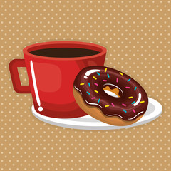 delicious coffee cup and donuts
