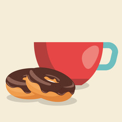 delicious coffee cup and donuts