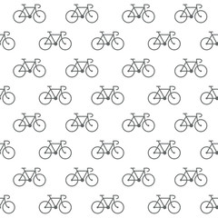 Seamless bicycle icons pattern on white background